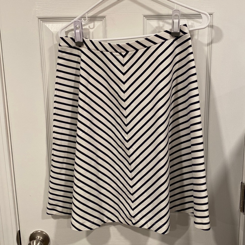 White and Navy Striped Skirt